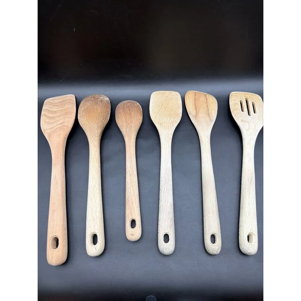 OXO Good Grips Wooden Kitchen Utensil Set 6 Pc Beech Wood Spoons Spatula set